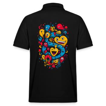Playful Heart Bubbles and Monsters - Stanley/Stella Unisex Organic Polo Shirt PREPSTER - black - Back - Andy (188cm)