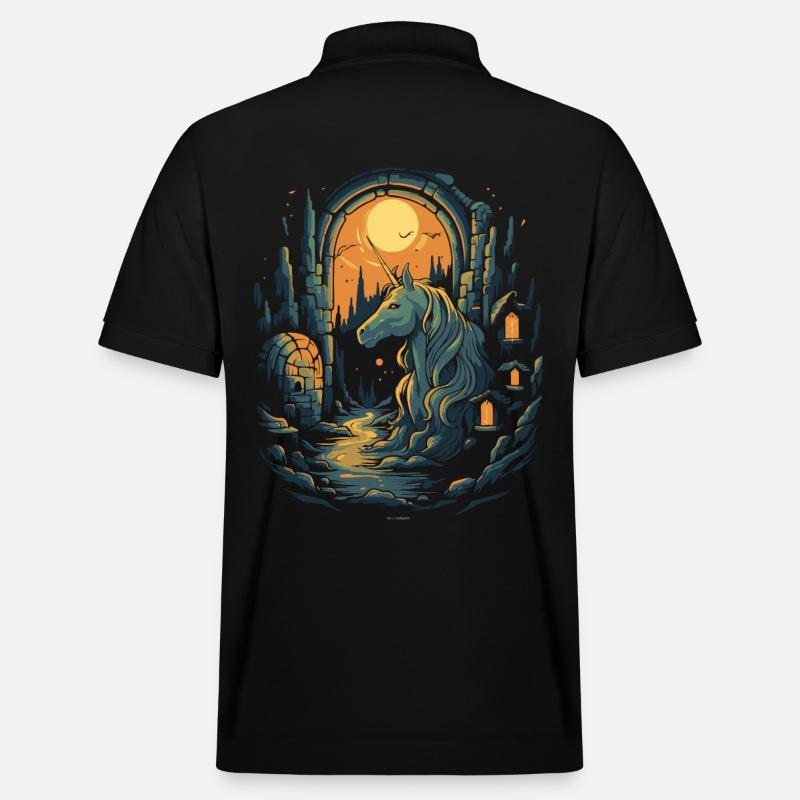 Dunkle Nacht Einhorn - Stanley/Stella Unisex Bio-Poloshirt PREPSTER - Schwarz