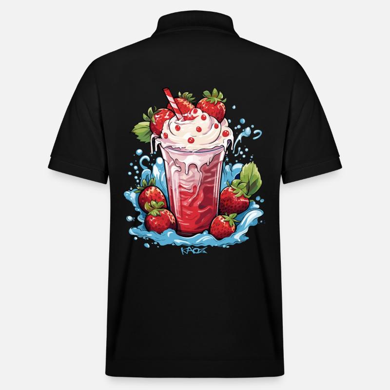 Erdbeer-Eiscreme-Milch - Stanley/Stella Unisex Bio-Poloshirt PREPSTER - Schwarz