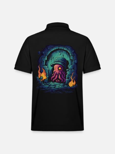 Deep Dark Dungeon Detective Octopus - Stanley/Stella Unisex Organic Polo Shirt PREPSTER - black