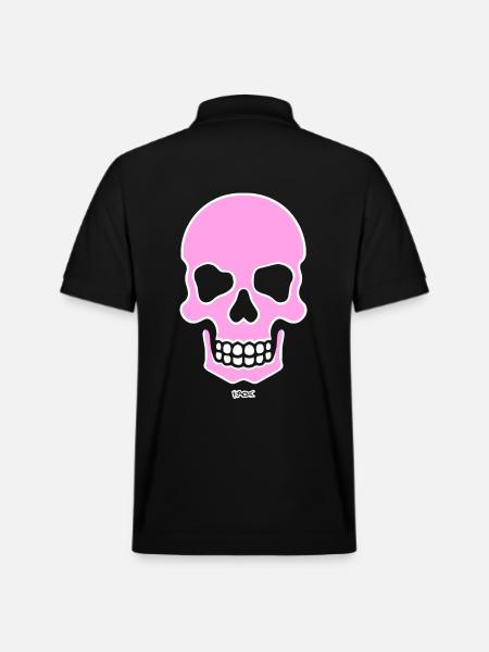 A Smiling Pink Skull Skull - Stanley/Stella Unisex Organic Polo Shirt PREPSTER - black