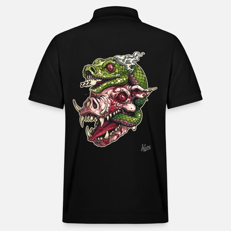 Zombie-Schweine-Kopf-Schlangen-Schädel - Stanley/Stella Unisex Bio-Poloshirt PREPSTER - Schwarz