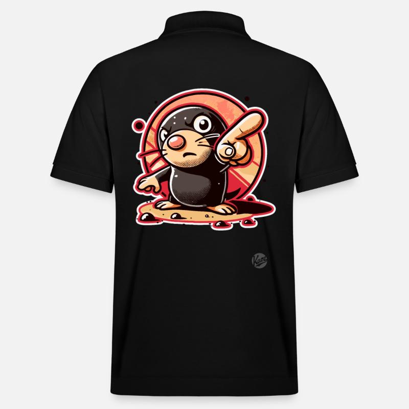 Funny mole pointing with finger - Stanley/Stella Unisex Organic Polo Shirt PREPSTER - black