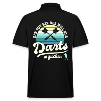 Der will nur Darts gucken Dartspieler Dartsport - Stanley/Stella Unisex Bio-Poloshirt PREPSTER - Schwarz - Hinten - Andy (188cm)