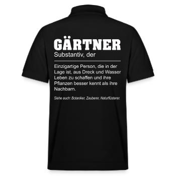 Gärtner Lustige Definition - Stanley/Stella Unisex Bio-Poloshirt PREPSTER - Schwarz - Hinten - Andy (188cm)