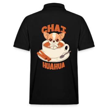 Chihuahua at Chai Latte - Stanley/Stella Unisex Organic Polo Shirt PREPSTER - black - Back - Andy (188cm)