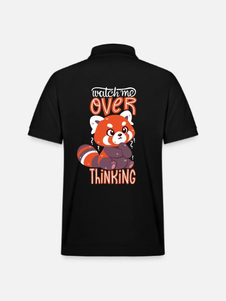 Overthinking Red Panda - Stanley/Stella Unisex Organic Polo Shirt PREPSTER - black