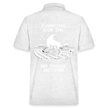 IRL Farming | Without pause & without save point - Stanley/Stella Unisex Organic Polo Shirt PREPSTER - heather white - Back - Andy (188cm)