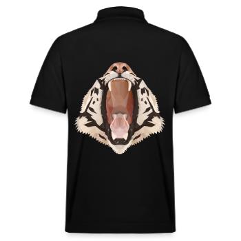 Tiger Polygon mit offenem Maul - Stanley/Stella Unisex Bio-Poloshirt PREPSTER - Schwarz - Hinten - Andy (188cm)