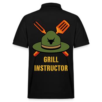 Grill Instructor (Grillen BBQ Barbecue Hut / NEG) - Stanley/Stella Unisex Bio-Poloshirt PREPSTER - Schwarz - Hinten - Andy (188cm)