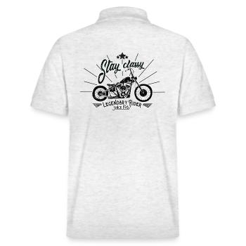Vintage Motorrad - Classy - Rider - Old School - Stanley/Stella Unisex Bio-Poloshirt PREPSTER - Weiß meliert - Hinten - Andy (188cm)