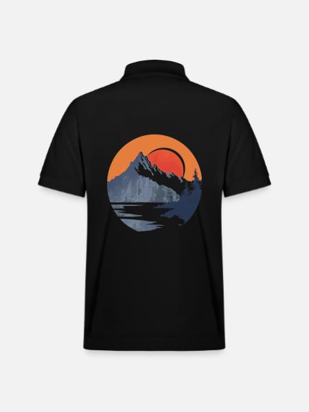 Adventure Mountains at Sunset - Stanley/Stella Unisex Organic Polo Shirt PREPSTER - black