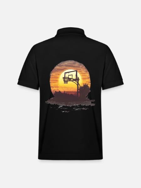 Sunrise Basketball Silhouette - Stanley/Stella Unisex Organic Polo Shirt PREPSTER - black