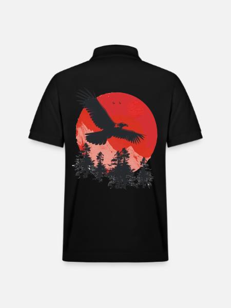 Wild eagle in red sunset - Stanley/Stella Unisex Organic Polo Shirt PREPSTER - black