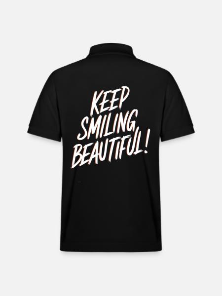 Keep Smiling Beautiful Positive Affirmation - Stanley/Stella Unisex Organic Polo Shirt PREPSTER - black