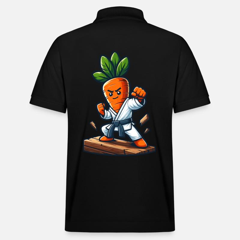 Karate Carrot Master Fighter Pose - Stanley/Stella Unisex Organic Polo Shirt PREPSTER - black