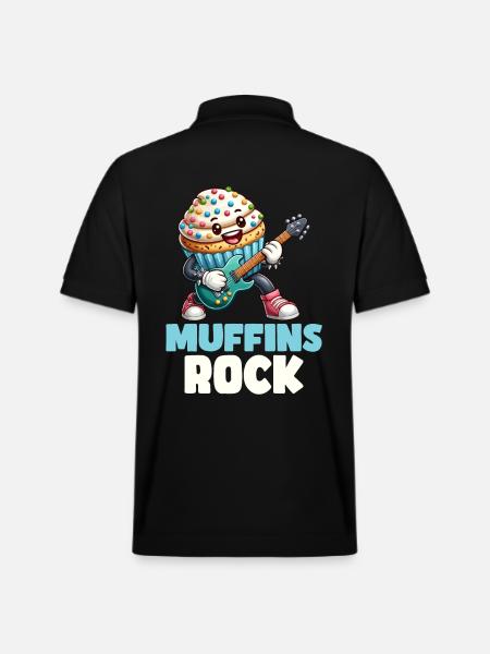 Musical muffin with guitar - Stanley/Stella Unisex Organic Polo Shirt PREPSTER - black