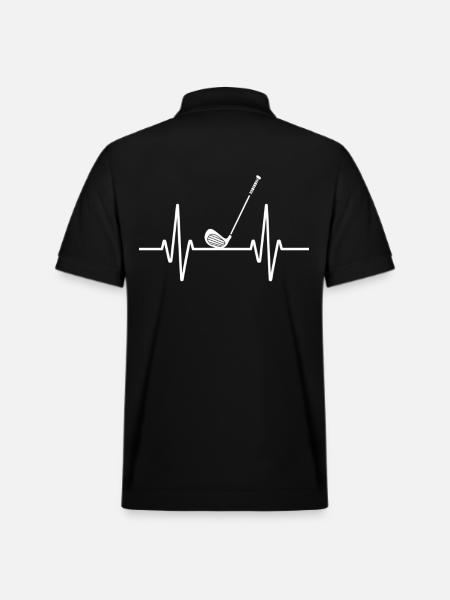 Golf Heartbeat Line Motif - Stanley/Stella Unisex Organic Polo Shirt PREPSTER - black