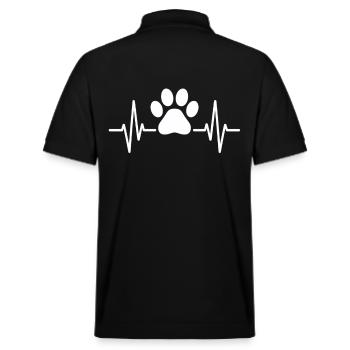 Herzschlag mit Pfote für Tierfreunde - Stanley/Stella Unisex Bio-Poloshirt PREPSTER - Schwarz - Hinten - Andy (188cm)