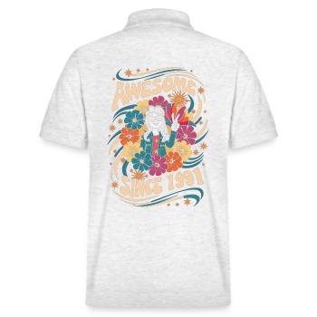 Vintage 1991 Hippie Anniversaire Rétro Floral - Polo PREPSTER bio Stanley/Stella Unisexe - blanc chiné - Dos - Andy (188cm)