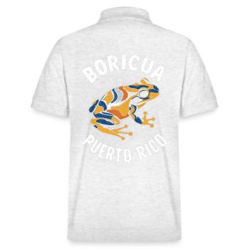 Boricua Puerto Rico Coqui Puerto Rican - Stanley/Stella Unisex Organic Polo Shirt PREPSTER - heather white - Back - Andy (188cm)
