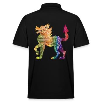 Bunte Burma Burmesische Illustration - Stanley/Stella Unisex Bio-Poloshirt PREPSTER - Schwarz - Hinten - Andy (188cm)