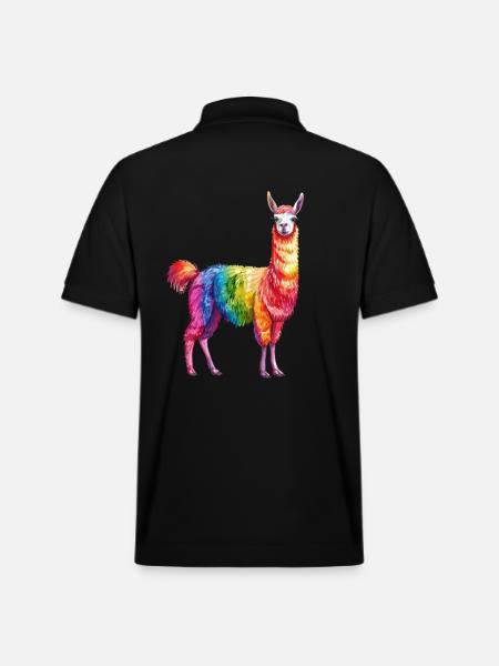 Buntes Regenbogen Lama - Stanley/Stella Unisex Bio-Poloshirt PREPSTER - Schwarz