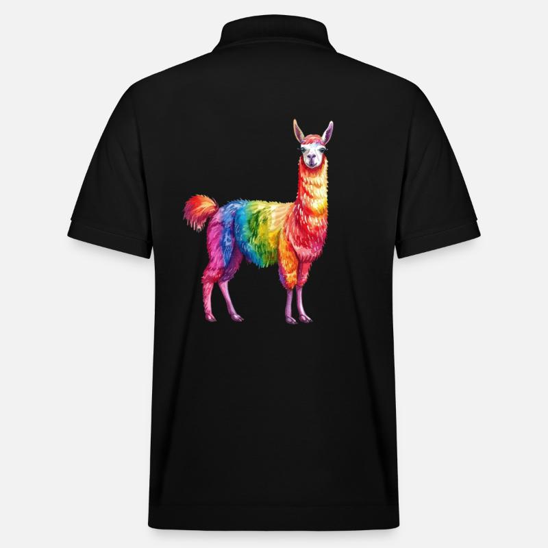 Buntes Regenbogen Lama - Stanley/Stella Unisex Bio-Poloshirt PREPSTER - Schwarz