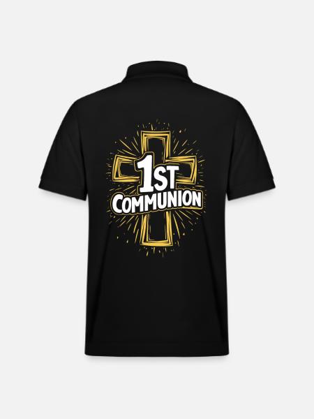 First Communion Cross Design - Stanley/Stella Unisex Organic Polo Shirt PREPSTER - black