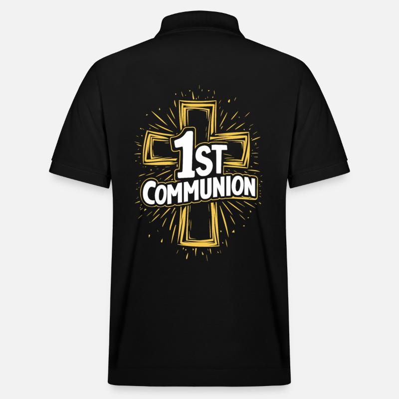 Erste Kommunion Kreuz Design - Stanley/Stella Unisex Bio-Poloshirt PREPSTER - Schwarz