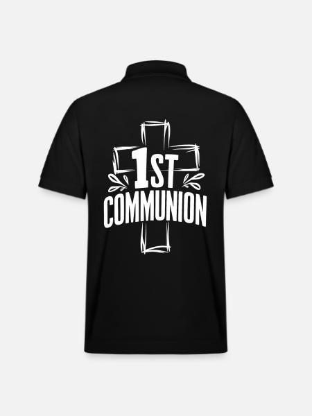 First Communion Cross Design - Stanley/Stella Unisex Organic Polo Shirt PREPSTER - black