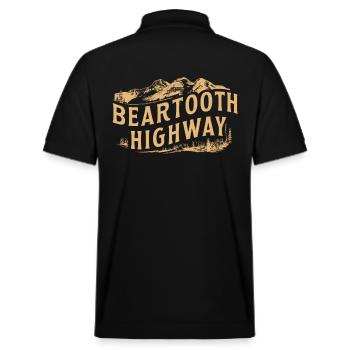 Beartooth Highway Abenteuer Berge - Stanley/Stella Unisex Bio-Poloshirt PREPSTER - Schwarz - Hinten - Andy (188cm)