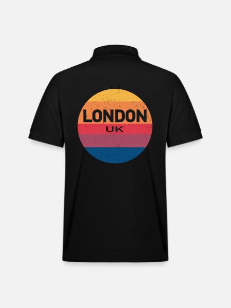 Retro Sunset Souvenir London UK - Stanley/Stella Unisex Organic Polo Shirt PREPSTER - black