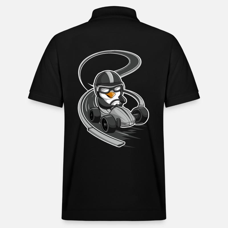 Pingouin coureur sur kart - Polo PREPSTER bio Stanley/Stella Unisexe - noir