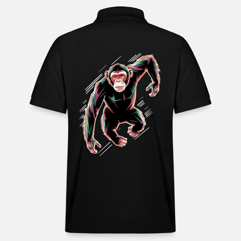 Motif de chimpanzé dynamique - Polo PREPSTER bio Stanley/Stella Unisexe - noir