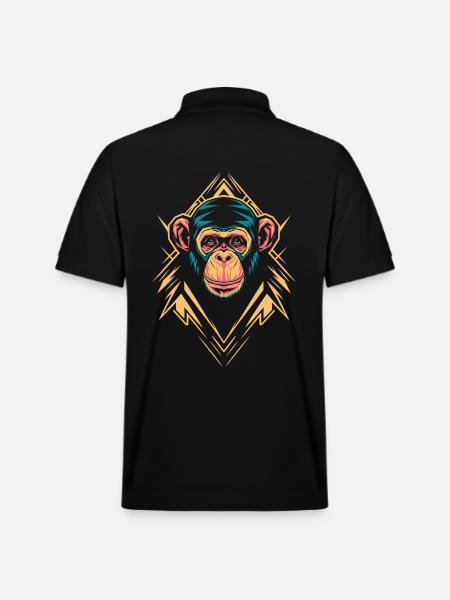 Monkey Head with Geometric Shapes - Stanley/Stella Unisex Organic Polo Shirt PREPSTER - black