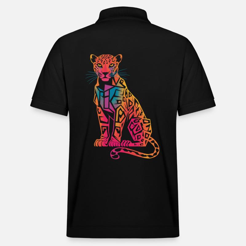 Farbenfroher Geometrischer Leopard - Stanley/Stella Unisex Bio-Poloshirt PREPSTER - Schwarz