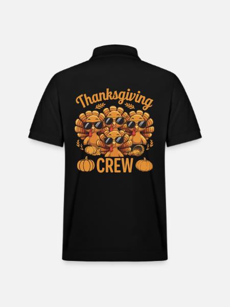 Thanksgiving Crew Sweet Turkeys - Stanley/Stella Unisex Organic Polo Shirt PREPSTER - black
