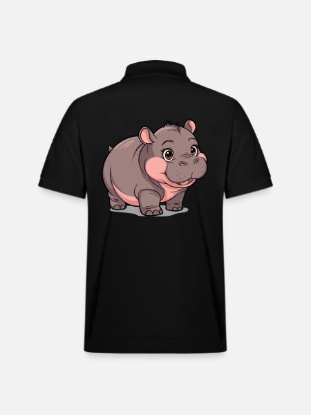 Moo Deng Nilpferd Hippo - Stanley/Stella Unisex Organic Polo Shirt PREPSTER - black