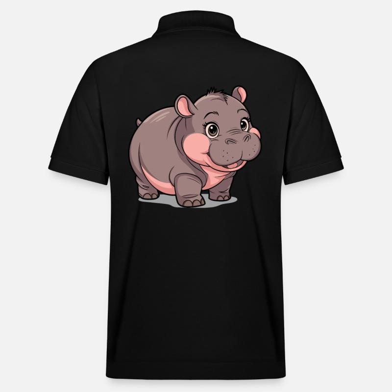 Moo Deng Nilpferd Hippopotame - Polo PREPSTER bio Stanley/Stella Unisexe - noir