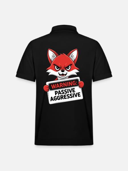 Warning: Passive Aggressive Fox Cartoon - Stanley/Stella Unisex Organic Polo Shirt PREPSTER - black