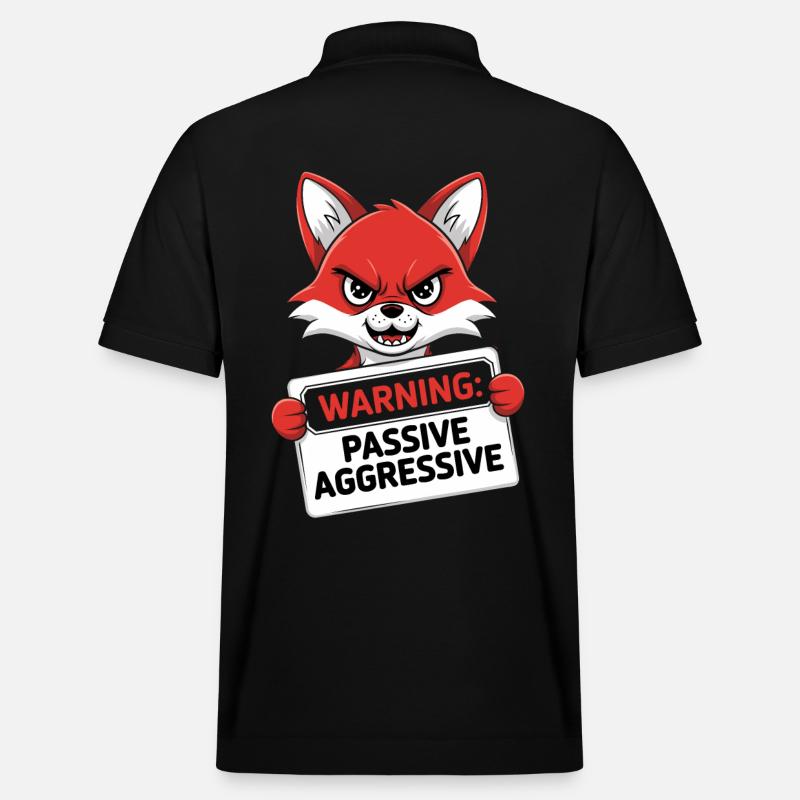 Warnung: Passiv Aggressiv Fuchs Cartoon - Stanley/Stella Unisex Bio-Poloshirt PREPSTER - Schwarz