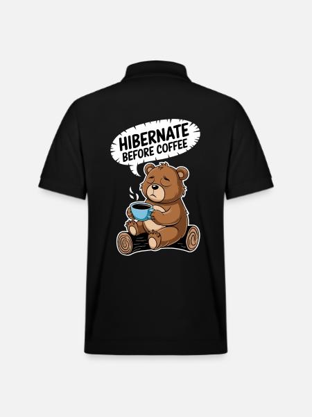 Gemütlicher Bär Vor Kaffeezeit - Stanley/Stella Unisex Bio-Poloshirt PREPSTER - Schwarz
