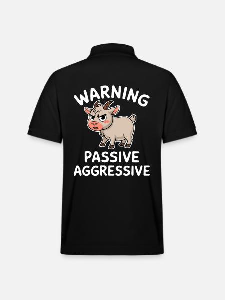 Caution Passive Aggressive Funny Goat - Stanley/Stella Unisex Organic Polo Shirt PREPSTER - black