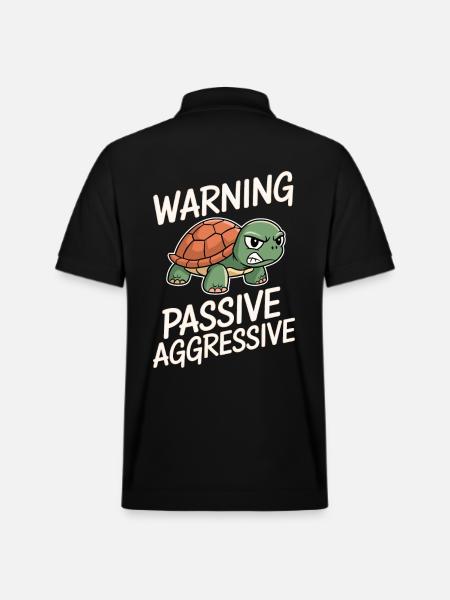 Warning Passive Aggressive Turtle - Stanley/Stella Unisex Organic Polo Shirt PREPSTER - black