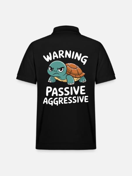Warning: Passive, Aggressive, Turtle - Stanley/Stella Unisex Organic Polo Shirt PREPSTER - black