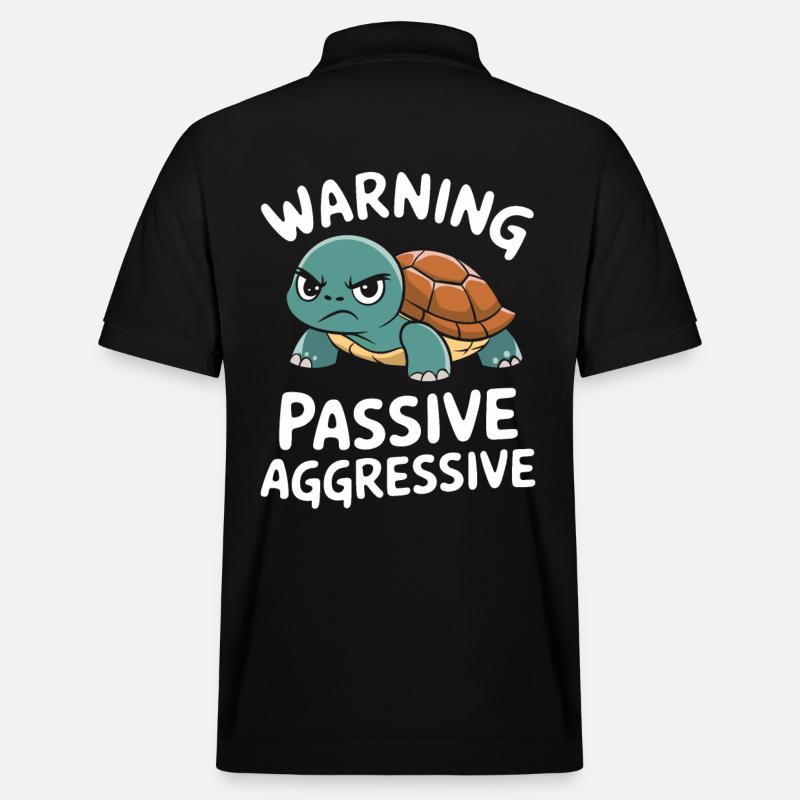 Warning: Passive, Aggressive, Turtle - Stanley/Stella Unisex Organic Polo Shirt PREPSTER - black