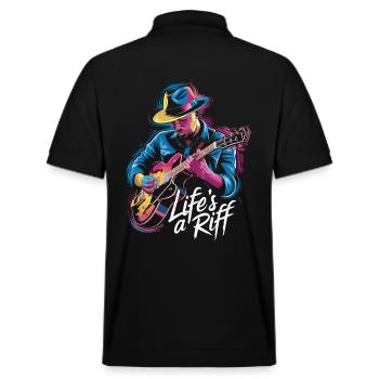 Jazz: Life is a Riff - Stanley/Stella Unisex Organic Polo Shirt PREPSTER - black - Back - Andy (188cm)