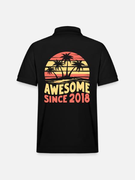 Awesome Since 2018 Birthday - Stanley/Stella Unisex Organic Polo Shirt PREPSTER - black