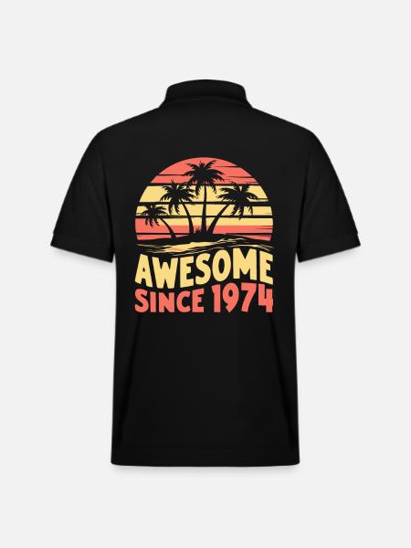 Awesome Since 1974 Birthday - Stanley/Stella Unisex Organic Polo Shirt PREPSTER - black